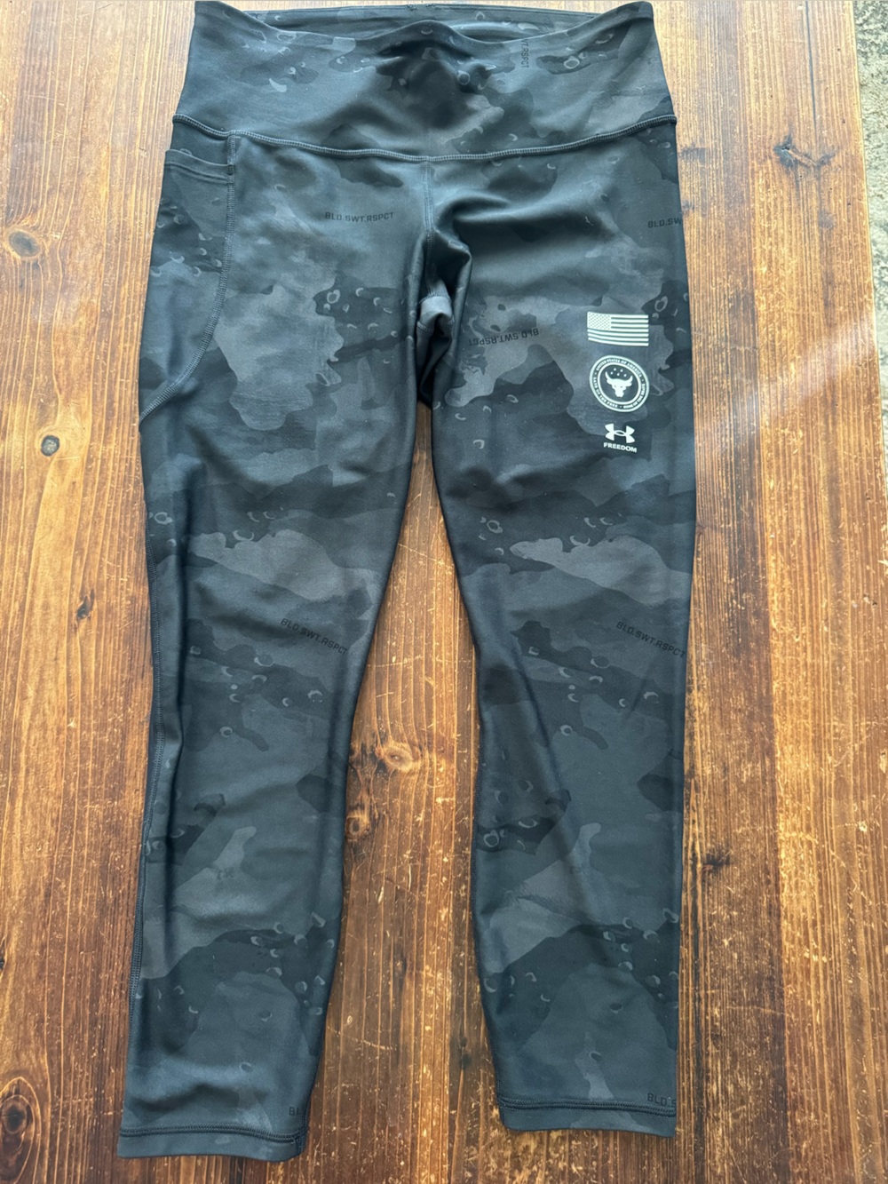 UnderArmour camo/blk Performance Compression Pant Ft. Dewayne Johnson’s collab.